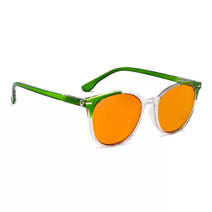 Round Orange Tinted Blue Light Blocking Glasses Women Men