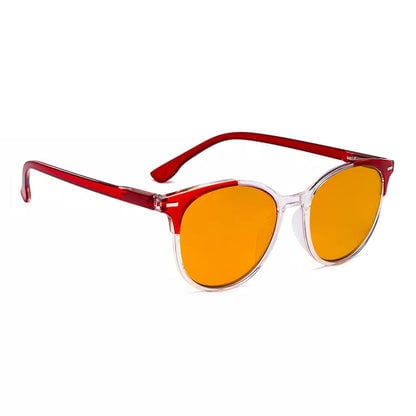 Round Orange Tinted Blue Light Blocking Reading Glasses Women Men