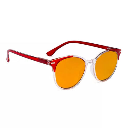 Round Orange Tinted Blue Light Blocking Reading Glasses Women Men