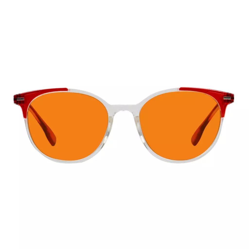 Round Orange Tinted Blue Light Blocking Glasses Women Men