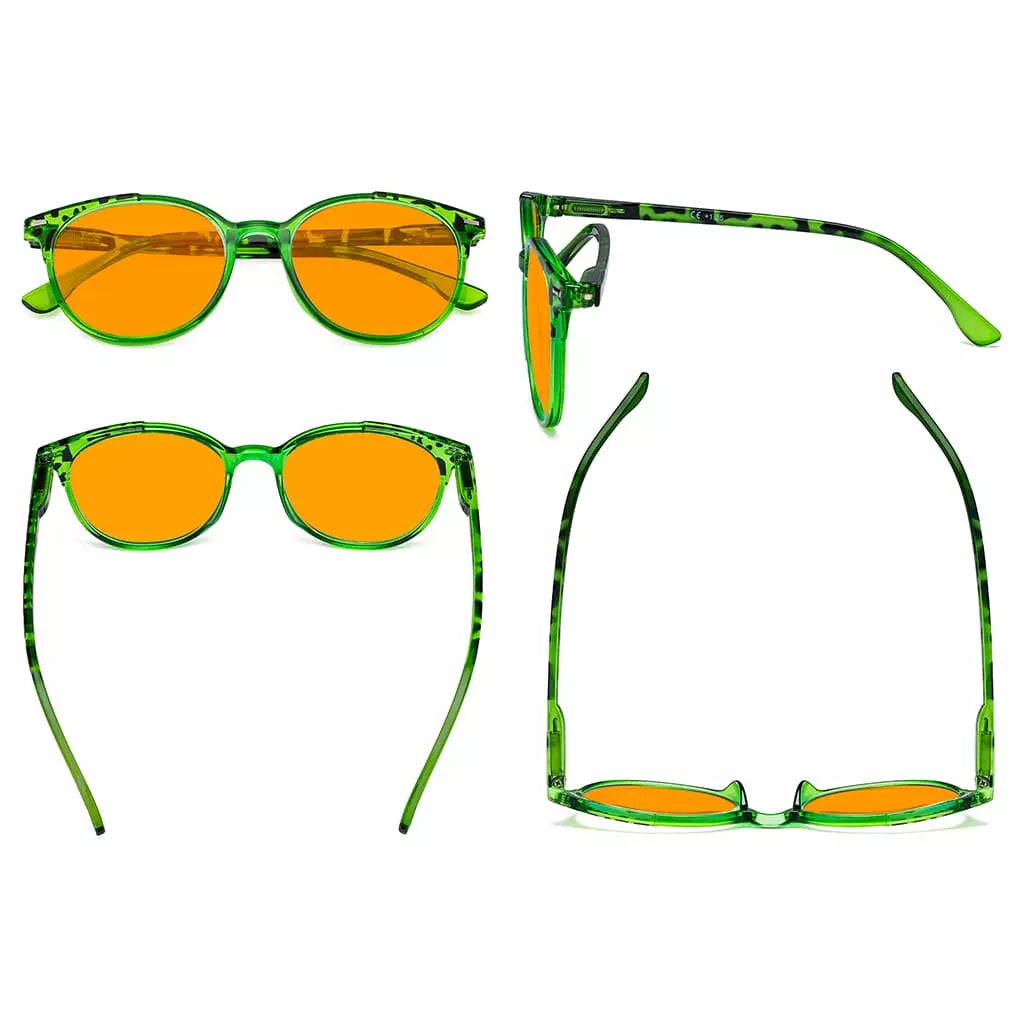 Patterned Orange Tinted Blue Light Blocking Glasses Women Men