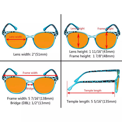 Patterned Orange Tinted Blue Light Blocking Glasses Women Men