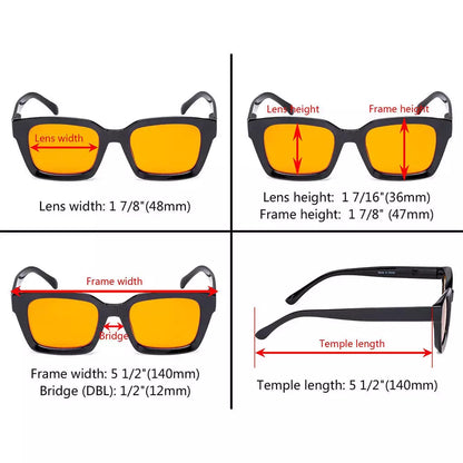 Square Orange Tinted Blue Light Blocking Reading Glasses Momen