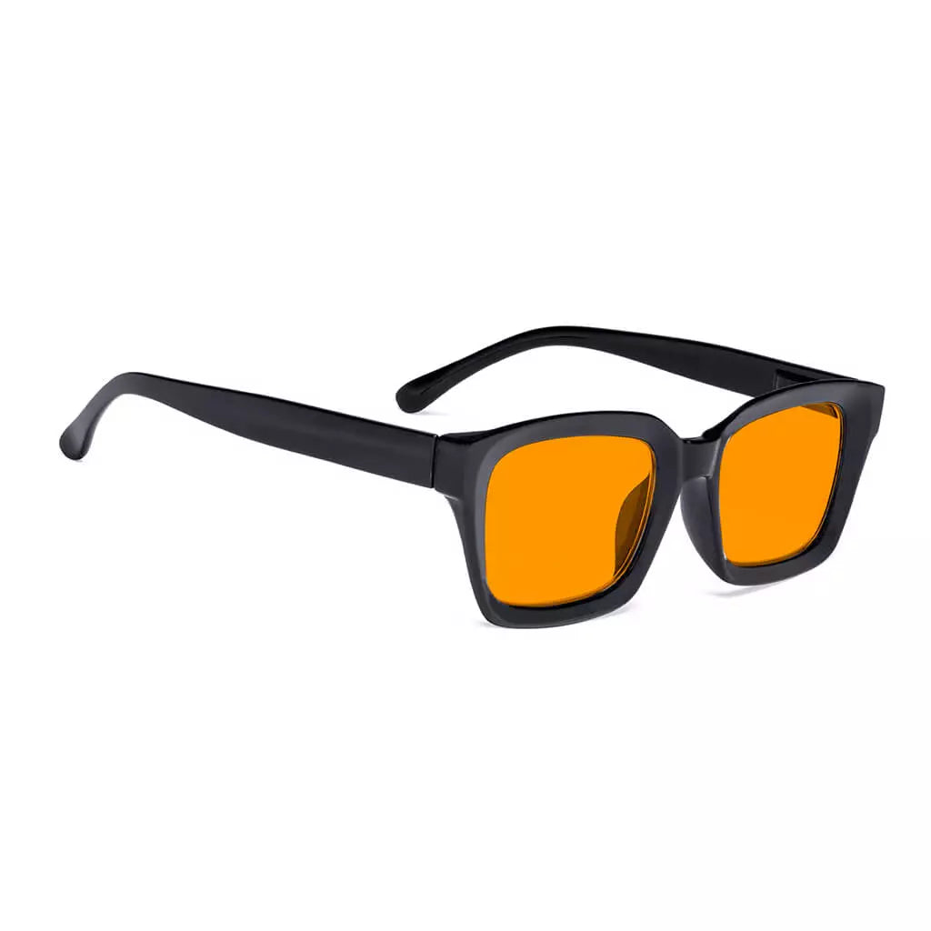 Square Orange Tinted Blue Light Blocking Reading Glasses Momen