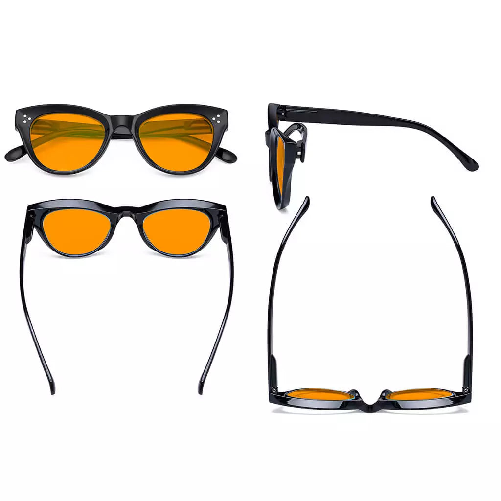 Cat Eye Orange Tinted Blue Light Blocking Reading Glasses Women