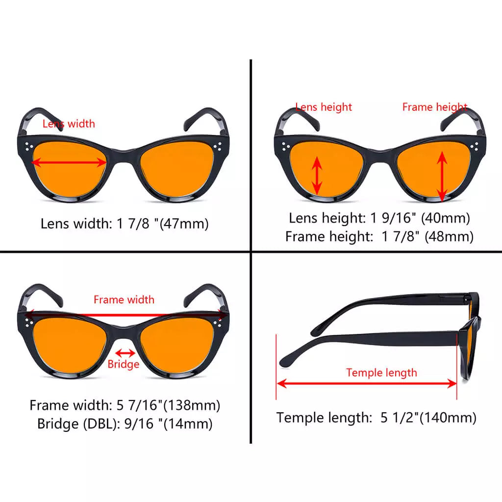 Cat Eye Orange Tinted Blue Light Blocking Reading Glasses Women