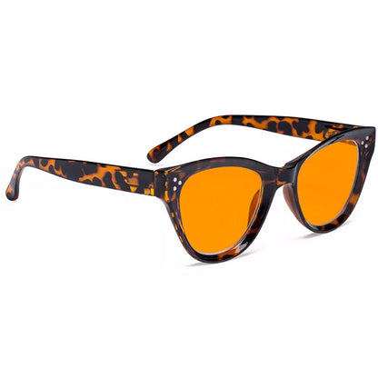 Cat Eye Orange Tinted Blue Light Blocking Reading Glasses Women