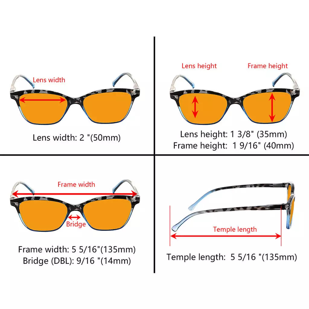 Cat Eye Orange Tinted Blue Light Blocking Reading Glasses Momen