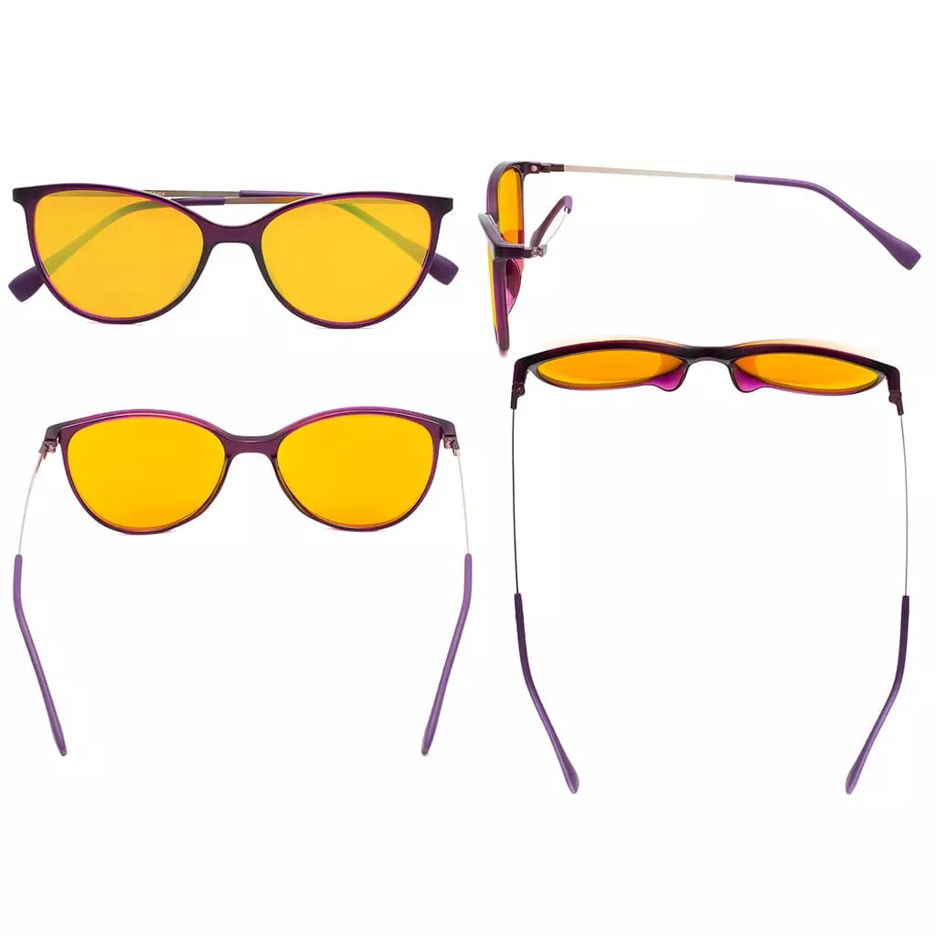 Cat Eye Orange Tinted Blue Light Blocking Glasses Women