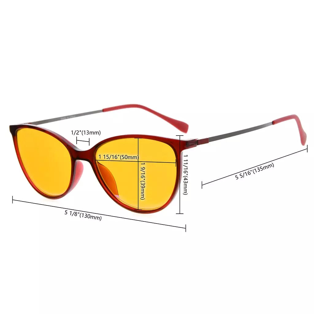 Cat Eye Orange Tinted Blue Light Blocking Glasses Women