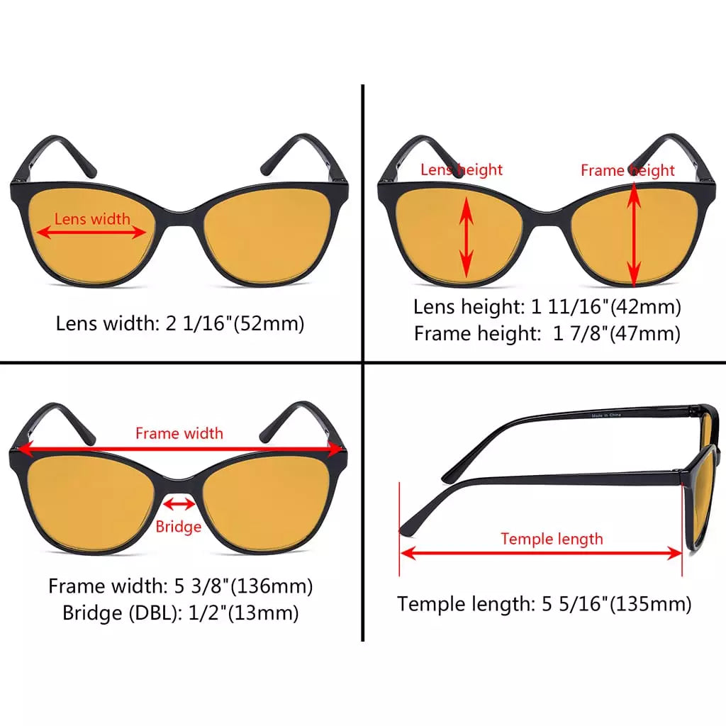 Cat Eye Blue Light Blocking Reading Glasses Orange Tinted Women