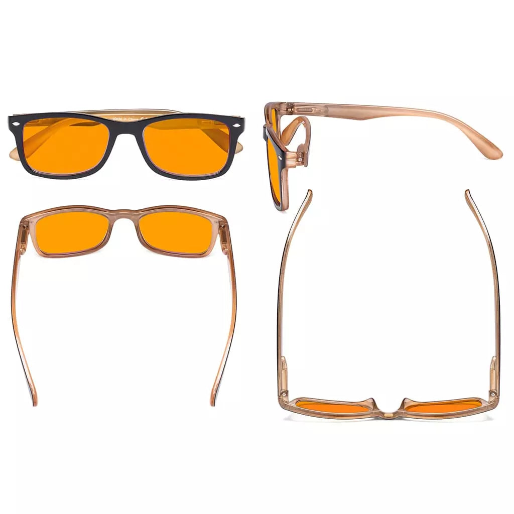 Vintage Orange Tinted Blue Light Blocking Reading Glasses Men Women