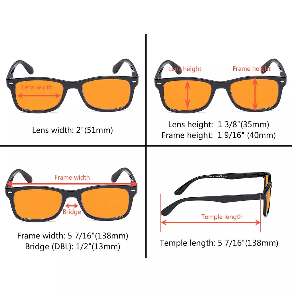 Vintage Orange Tinted Blue Light Blocking Reading Glasses Men Women