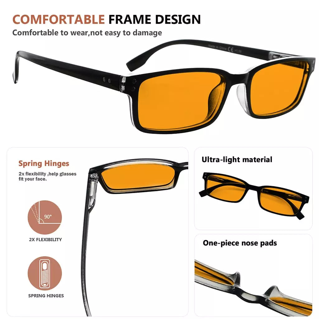 Orange Tinted Blue Light Blocking Reading Glasses for Women Men