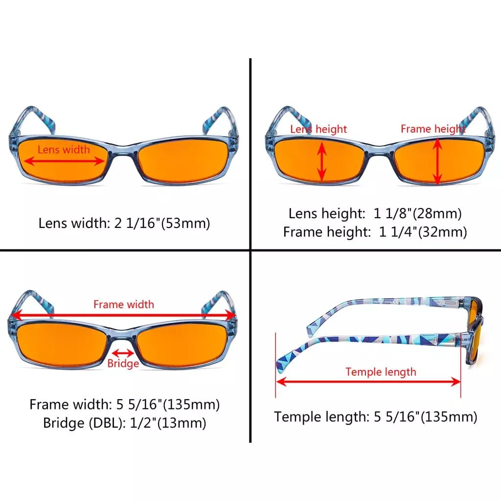 Patterned Orange Tinted Blue Light Blocking Reading Glasses for Women Men