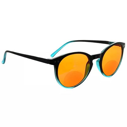 Round Orange Tinted Blue Light Blocking Bifocal Reading Glasses Women