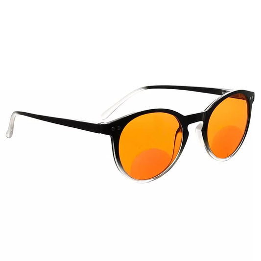 Round Orange Tinted Blue Light Blocking Bifocal Reading Glasses Women