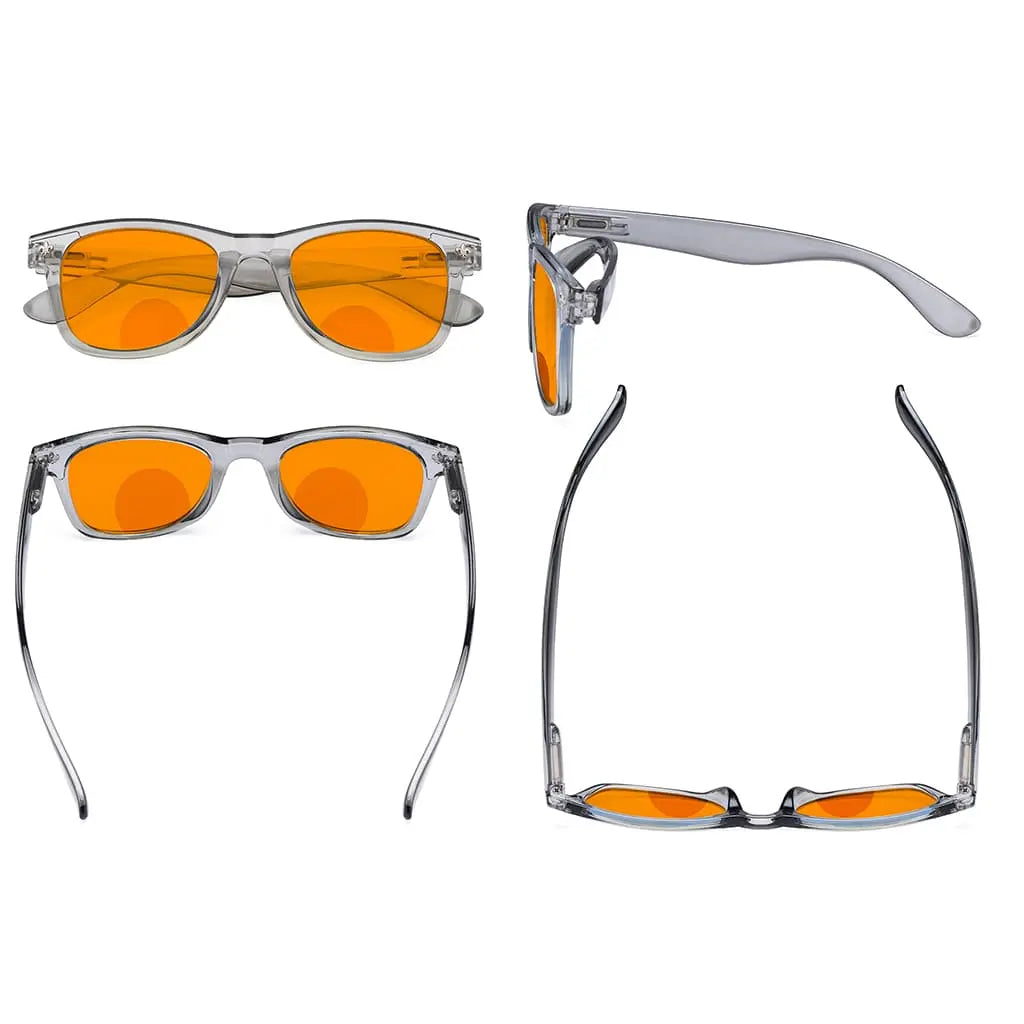 Orange Tinted Bifocal Blue Light Blocking Bifocal Reading Glasses Women Men