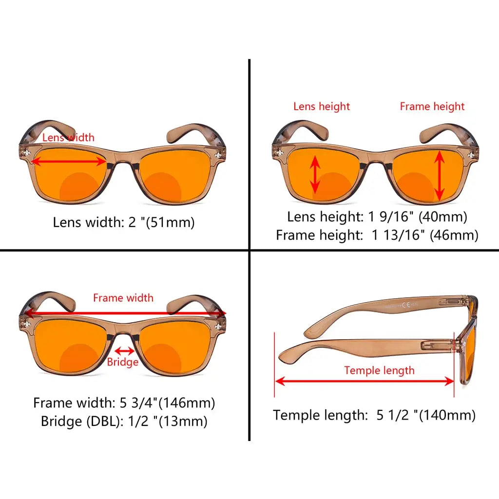 Orange Tinted Bifocal Blue Light Blocking Bifocal Reading Glasses Women Men