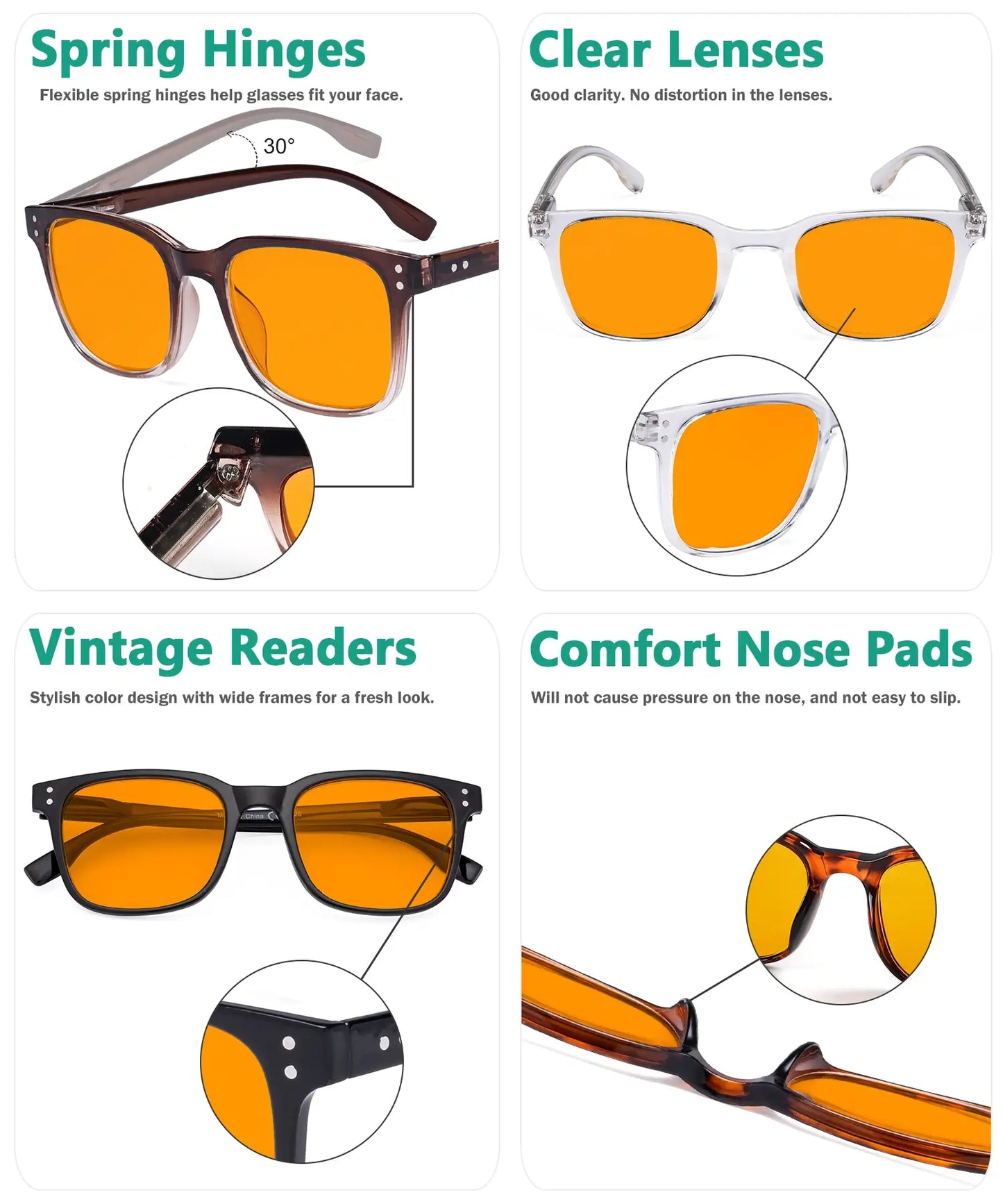 Cgbas Blue Light Blocking Reading Glasses Orange Tinted