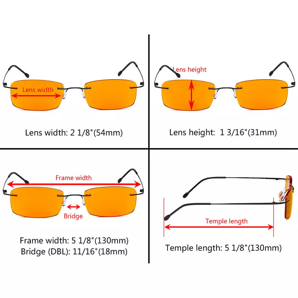 Metal Orange Tinted Blue Light Blocking Glasses Women Men