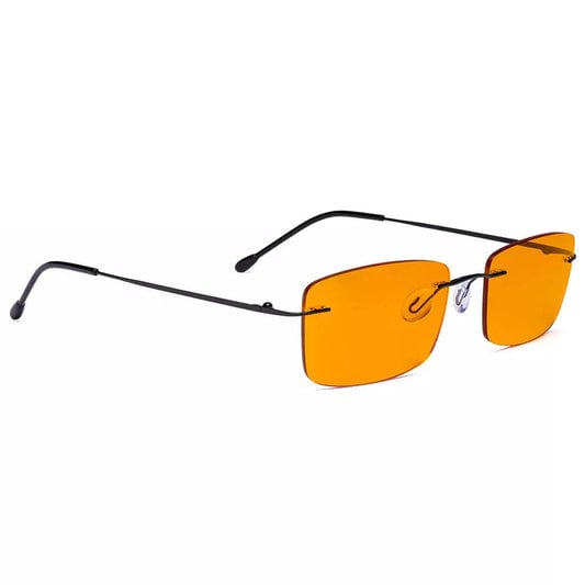 Rimless Orange Tinted Blue Light Blocking Glasses Women Men