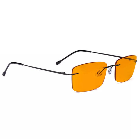 Rimless Orange Tinted Blue Light Blocking Glasses Women Men