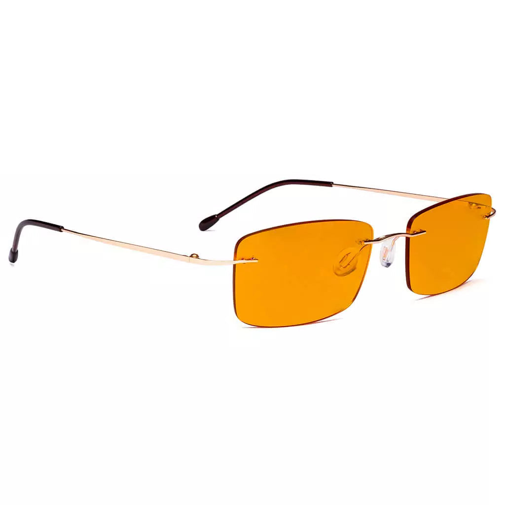 Rimless Orange Tinted Blue Light Blocking Glasses Women Men