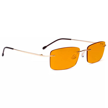 Rimless Orange Tinted Blue Light Blocking Reading Glasses Women Men