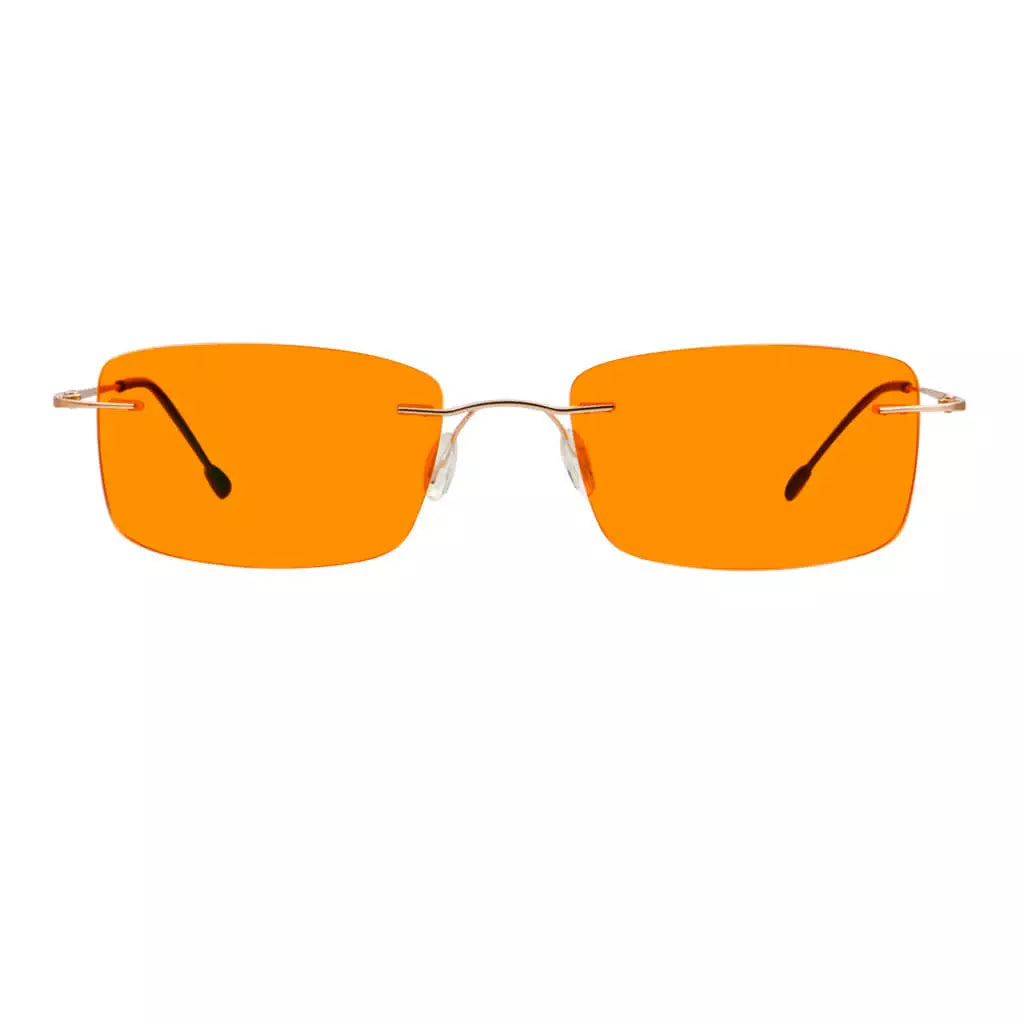 Rimless Orange Tinted Blue Light Blocking Glasses Women Men