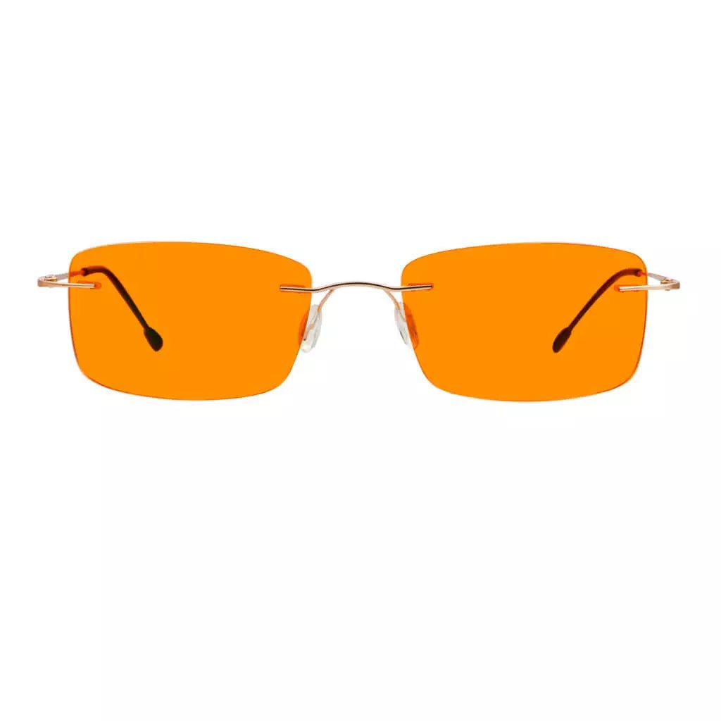 Rimless Orange Tinted Blue Light Blocking Reading Glasses Women Men