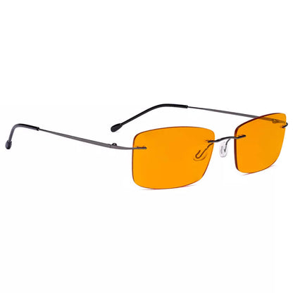 Rimless Orange Tinted Blue Light Blocking Reading Glasses Women Men
