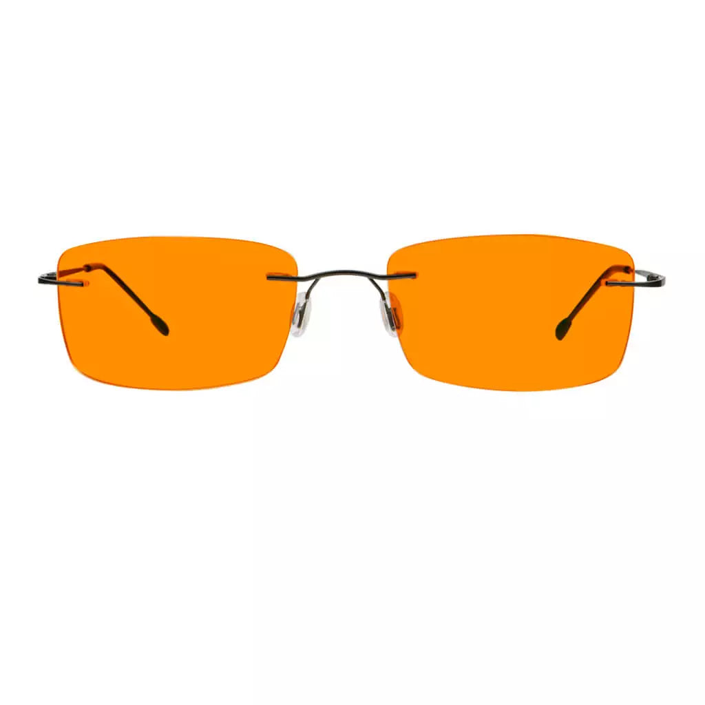 Rimless Orange Tinted Blue Light Blocking Reading Glasses Women Men