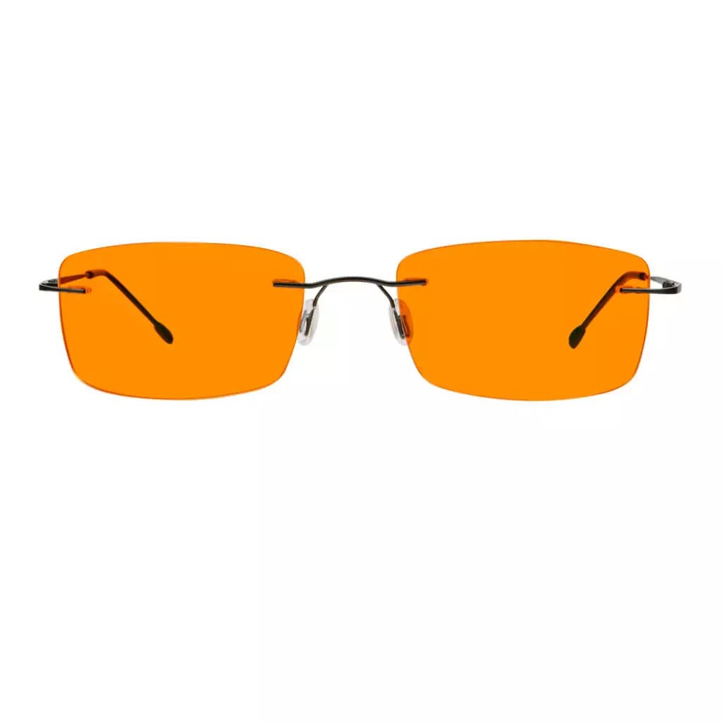 Rimless Orange Tinted Blue Light Blocking Reading Glasses Women Men
