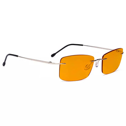 Rimless Orange Tinted Blue Light Blocking Reading Glasses Women Men