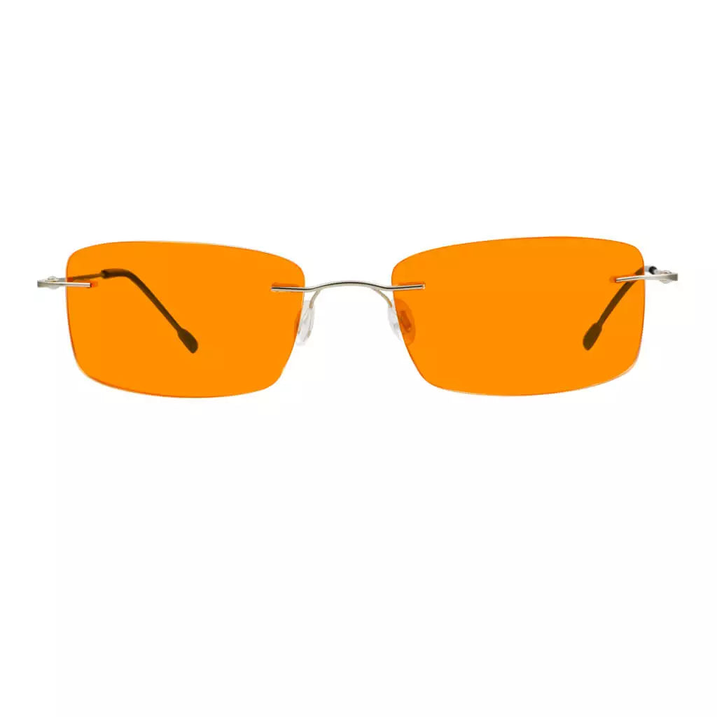 Rimless Orange Tinted Blue Light Blocking Reading Glasses Women Men