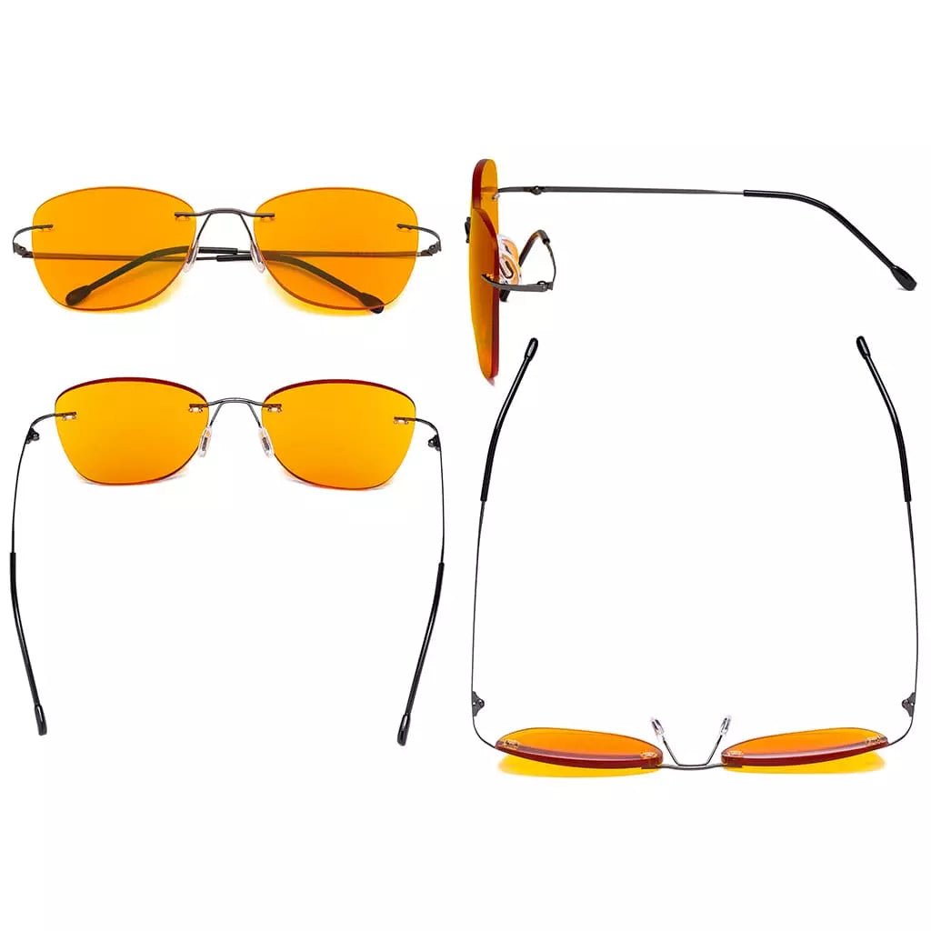 Orange Tinted Rimless Blue Light Blocking Glasses Men Women