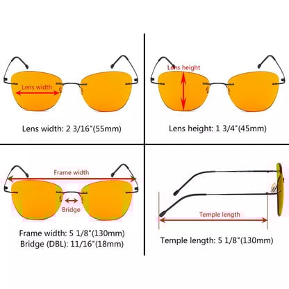 Orange Tinted Rimless Blue Light Blocking Glasses Men Women