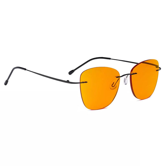 Orange Tinted Rimless Blue Light Blocking Glasses Men Women