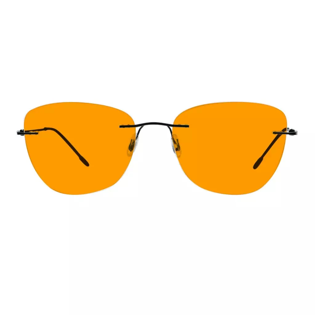 Orange Tinted Rimless Blue Light Blocking Glasses Men Women
