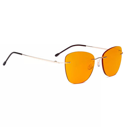 Orange Tinted Rimless Blue Light Blocking Glasses Men Women