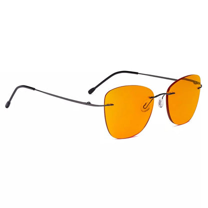 Orange Tinted Rimless Blue Light Blocking Glasses Men Women