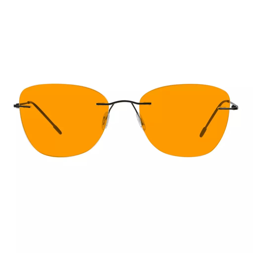 Orange Tinted Rimless Blue Light Blocking Glasses Men Women