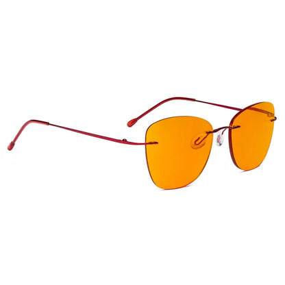 Orange Tinted Rimless Blue Light Blocking Glasses Men Women