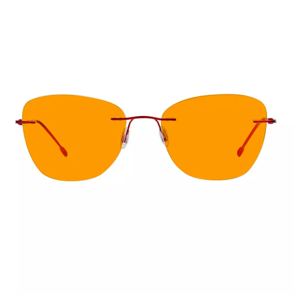 Orange Tinted Rimless Blue Light Blocking Reading Glasses Men Women