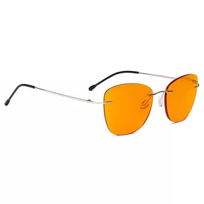 Orange Tinted Rimless Blue Light Blocking Glasses Men Women