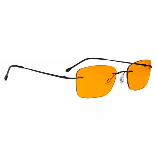 Orange Tinted Rimless Blue Light Blocking Glasses Women Men