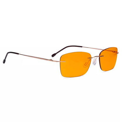 Orange Tinted Rimless Blue Light Blocking Glasses Women Men