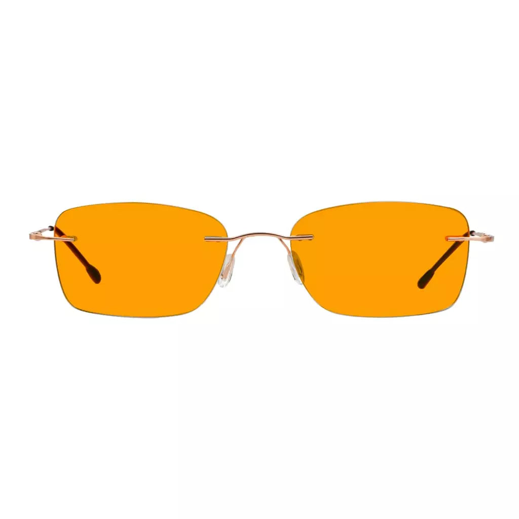 Orange Tinted Rimless Blue Light Blocking Reading Glasses Women Men