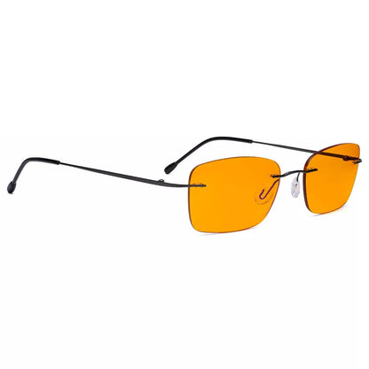 Orange Tinted Rimless Blue Light Blocking Glasses Women Men